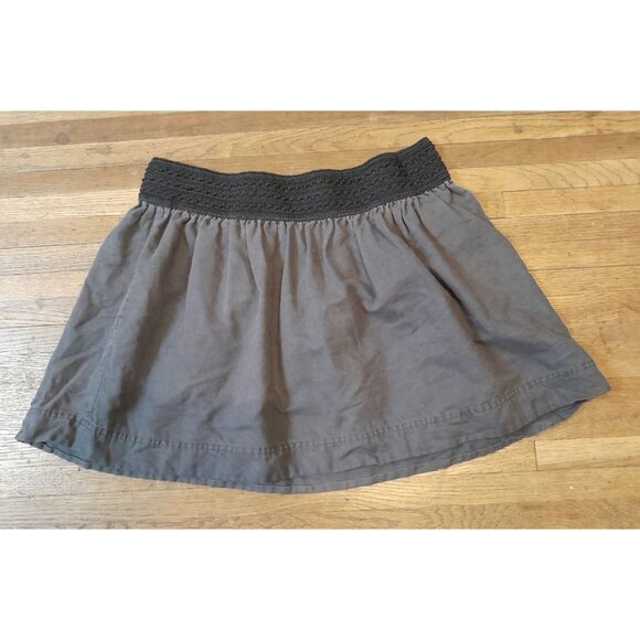 J Crew Size XL Linen Blend Preppy Academia Flared Mini Skirt Pockets Navy Blue - Picture 1 of 4